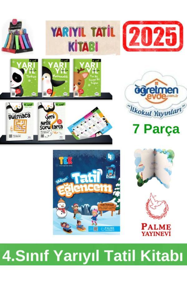 2025 TEK 4.SINIF 1.DÖNEM TÜMDERSLER TATİL+ÖĞRETMEN EVDE 4,SINIF 1.YARIYIL TATİL KİTABI+KALEMLİK - Palme Yayınları - Image 1