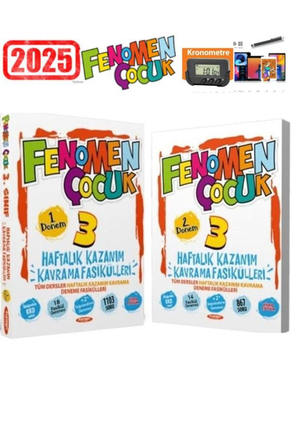 Fenomen Çocuk 3 Kkf Tüm Dersler 1.ve 2.dönem Set (2 KITAP) Kronometre Android Kalem - Fenomen Yayıncılık - Image 1