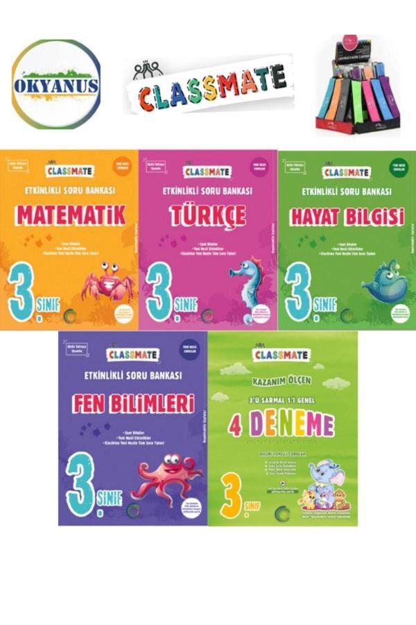 Güncel 3.Sınıf Clasmate Mat-Türkçe-Hayat Bil.-Fen Etkinlikli Soru+4 Deneme +Kalemlik - Okyanus Yayıncılık - Image 1