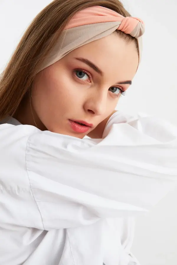 Kadın Fenomen Style Pamuklu Penye, Kaymaz, Yumuşak, Esnek, Saç Bandı Bandana - Image 1