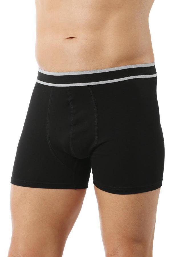 Erkek Pamuklu Likralı Esnek Rahat Boxer Şort | Siyah K11226 - Image 1
