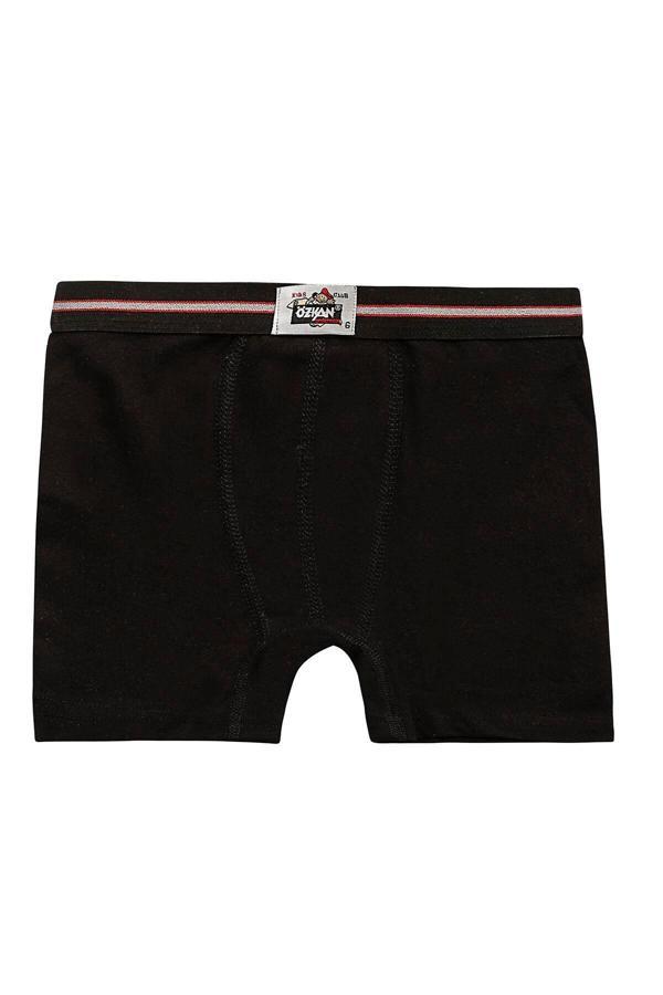 Erkek Çocuk %100 Pamuklu Esnek Yumuşak Boxer Şort | Siyah K0711 - Image 1