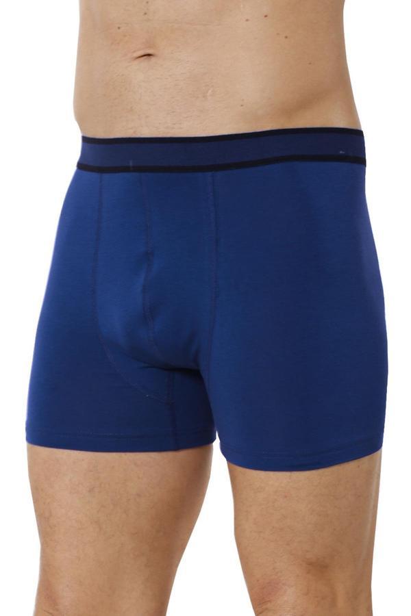 Erkek Pamuklu Likralı Esnek Rahat Boxer Şort | Mavi K11226 - Image 1