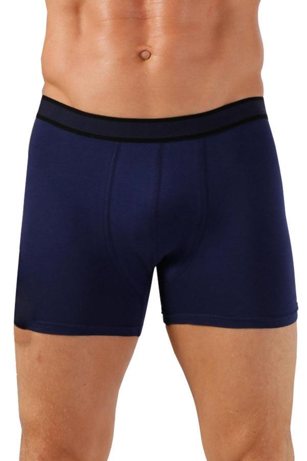 Erkek Pamuklu Likralı Esnek Rahat Boxer Şort | Lacivert K11226 - Image 1