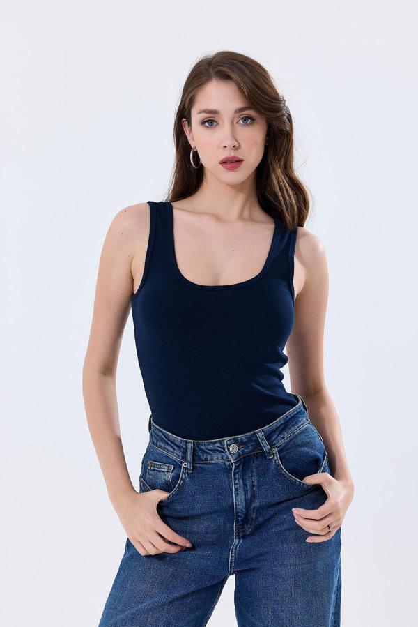 Basic Ekstra Yumusak Atlet Tişört | Koyu Lacivert 27119 - Image 1
