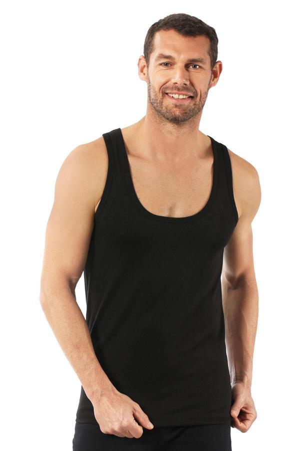 Erkek Pamuklu Penye Süprem Atlet | Siyah K0050 - Image 1