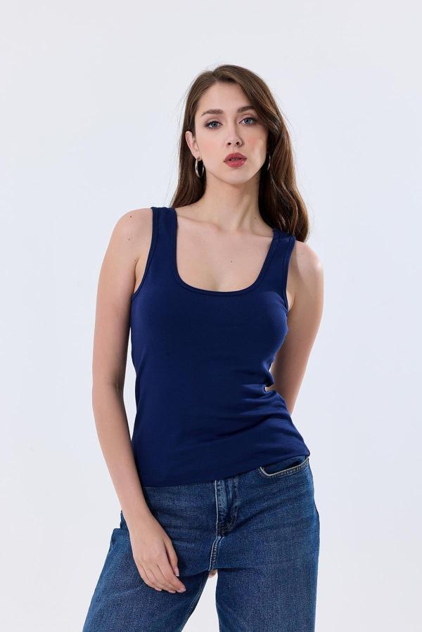 Basic Ekstra Yumusak Atlet Tişört | Açık Lacivert 27119 - Image 1