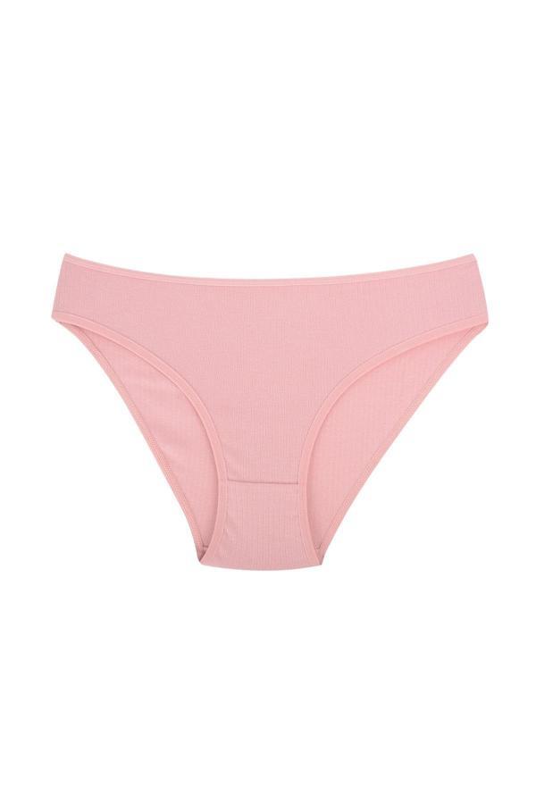 Fitilli Ribana Pamuklu Esnek Rahat Slip Bikini Külot | Pembe 26000 - Image 1