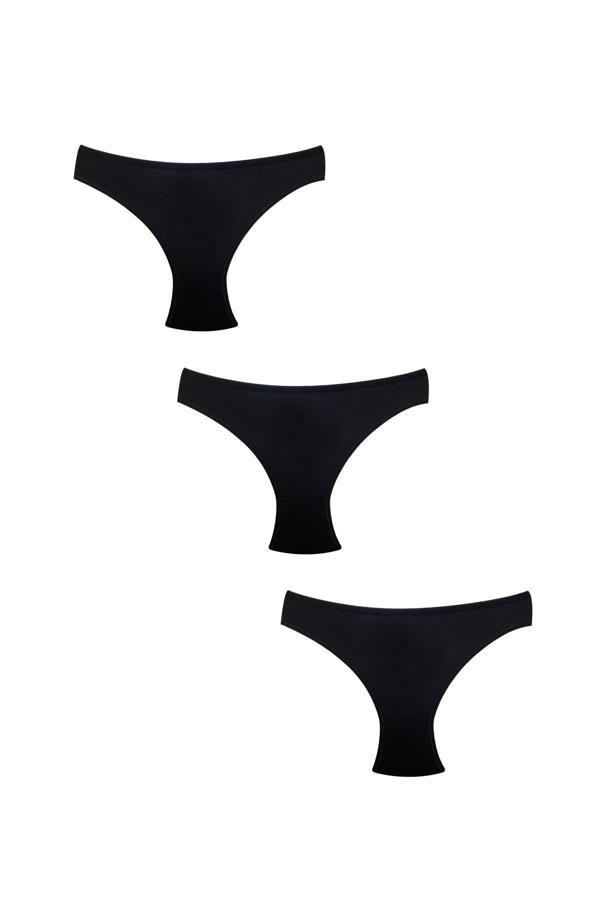 3'lü Pamuklu Slip Bamboo Kumaş | Siyah 0320 - Image 1