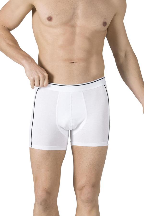Erkek Penye Likralı Pamuklu Boxer | Beyaz K11314 - Image 1