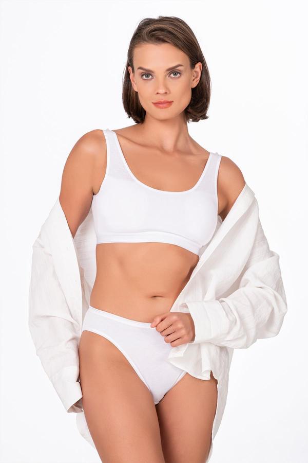 Pamuklu Likralı Süprem Slip Külot | Beyaz K6120 - Image 1