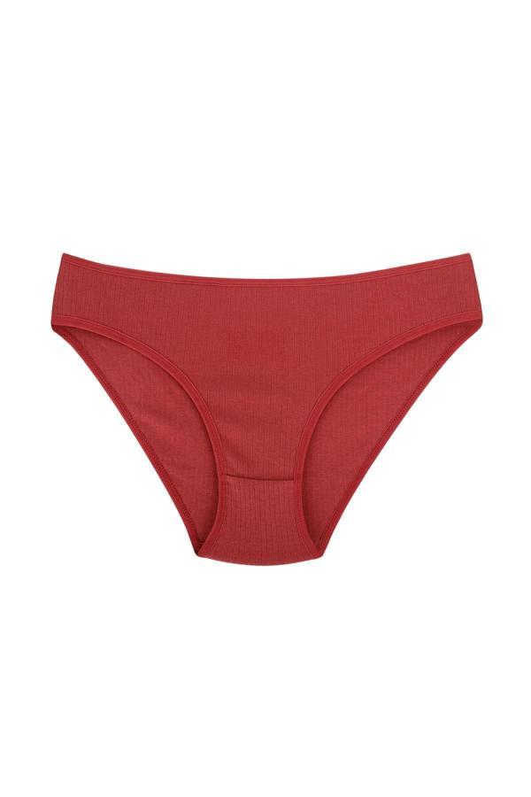 Fitilli Ribana Pamuklu Esnek Rahat Slip Bikini Külot | Bordo 26000 - Image 1