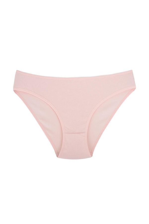 Fitilli Ribana Pamuklu Esnek Rahat Slip Bikini Külot | Toz Pembe 26000 - Image 1