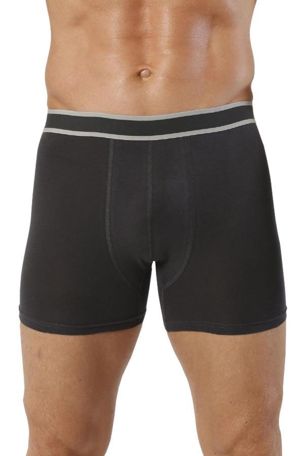 Erkek Pamuklu Likralı Esnek Rahat Boxer Şort | Antrasit K11226 - Image 1