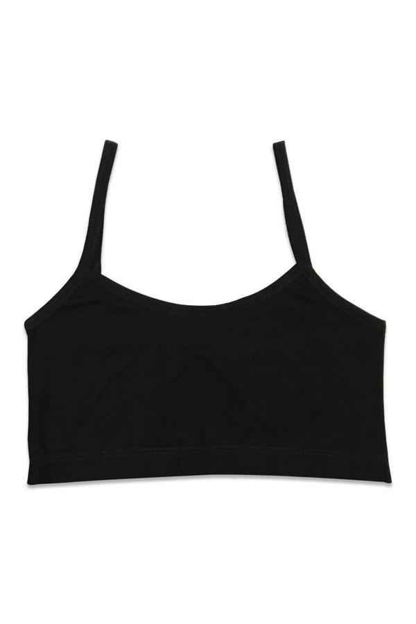 Kız Çocuk Pamuklu İnce Askılı Alıştırma Sütyeni | Siyah K42324 - Image 1