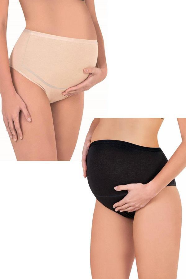 Kadın 2'li Pamuklu Likralı Hamile Lohusa Külot - Image 1