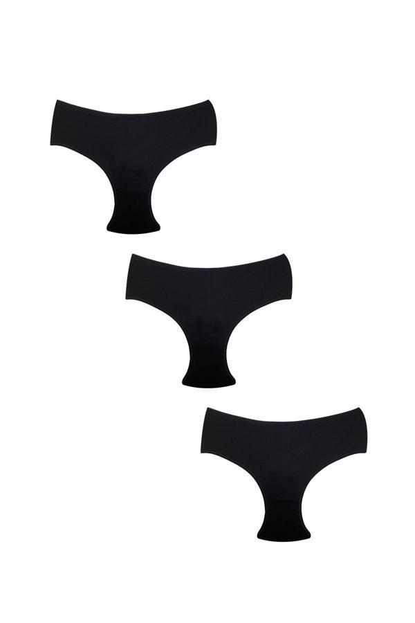 3'lü Pamuklu Bato Ribana| Siyah 0305 - Image 1