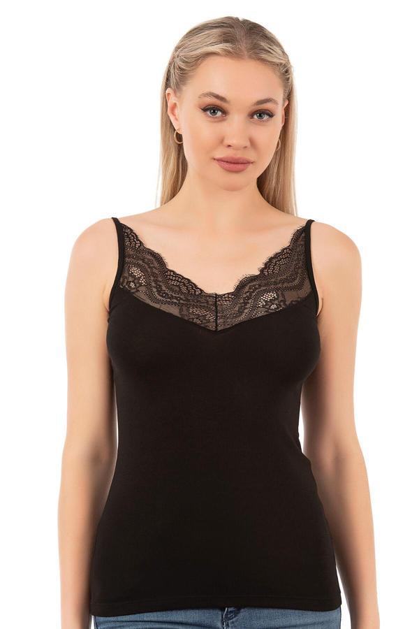 Kadın İp Askılı Modal Atlet | Siyah 26954 - Image 1