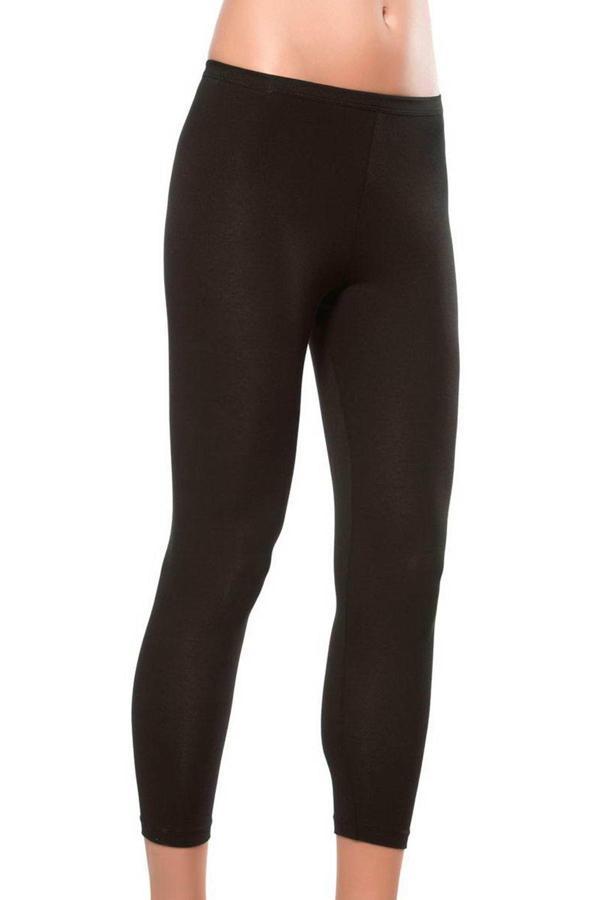 Kadın Likralı Süprem Düz Kapri Tayt Siyah | K0458 - Image 1