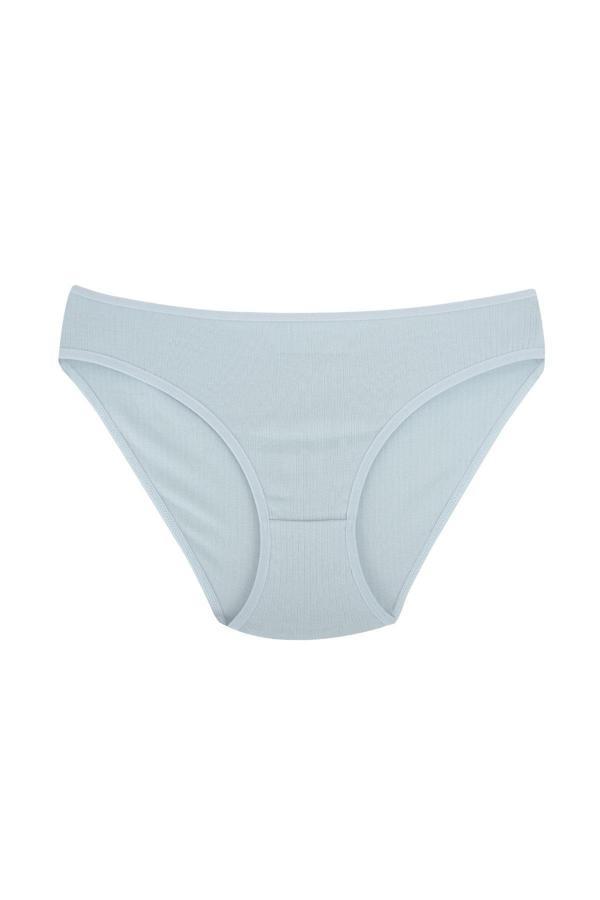 Fitilli Ribana Pamuklu Esnek Rahat Slip Bikini Külot | Mavi 26000 - Image 1