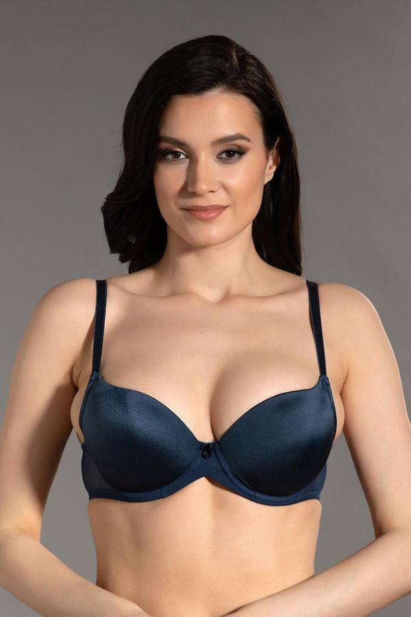 Saten Görünümlü Basic Desteksiz Sütyen | Lacivert 7090 - Image 1