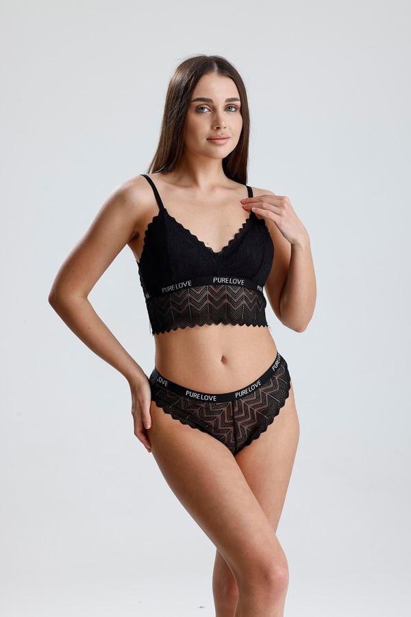 Dantel Detay Bralet Takım | Siyah 285 - Image 1