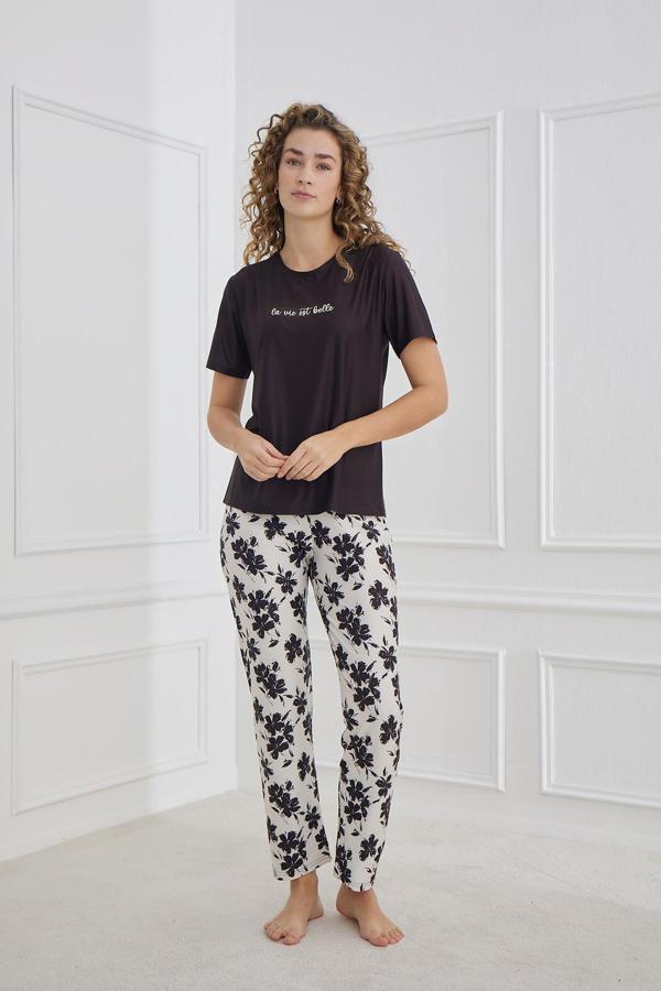 Marla Kadın  Bisiklet Yaka Pijama Takım | 30102 - Image 1