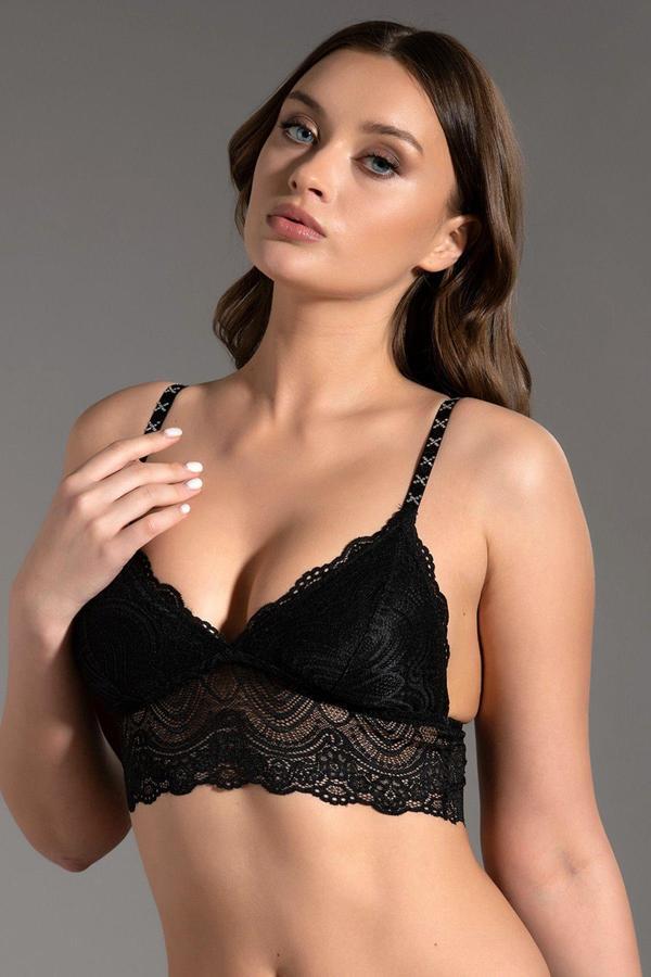 Dantelli Taş Detay Bustiyer Bralet | Siyah 9009 - Image 1
