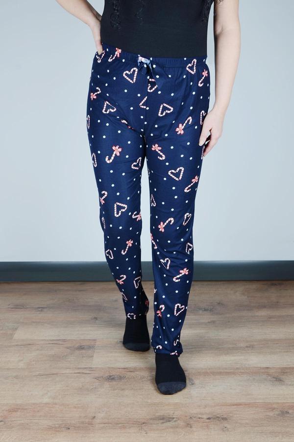 Kadın Süet Pijama Tek Alt | Lacivert - Image 1