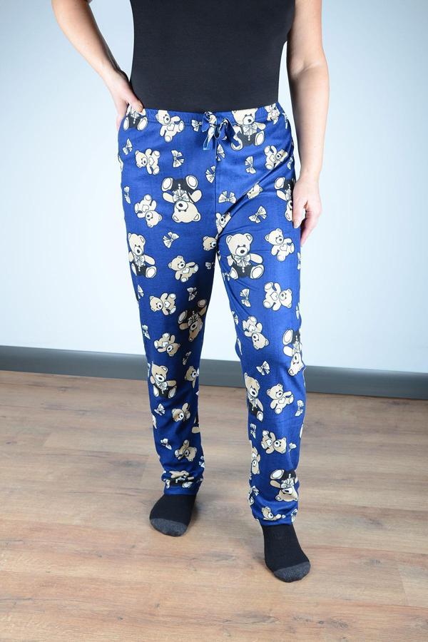 Kadın Süet Pijama Tek Alt | Mavi Ayıcık - Image 1