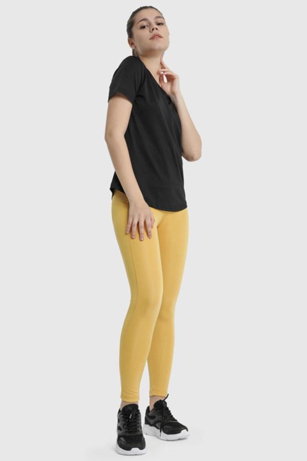 Kadın Yoga ve Plastes Uzun Tayt | Hardal 22025 - Image 1