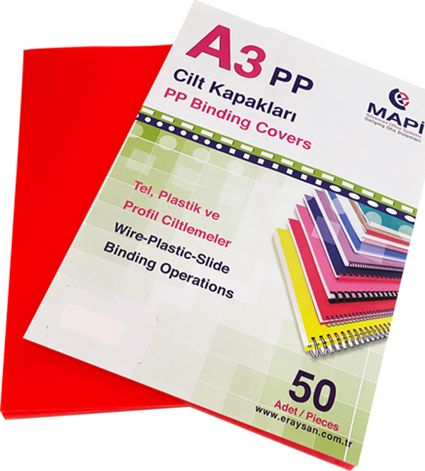 MAPİ 350 MİC.PP A3 KAPAK KIRMIZI   50 AD. - Image 1