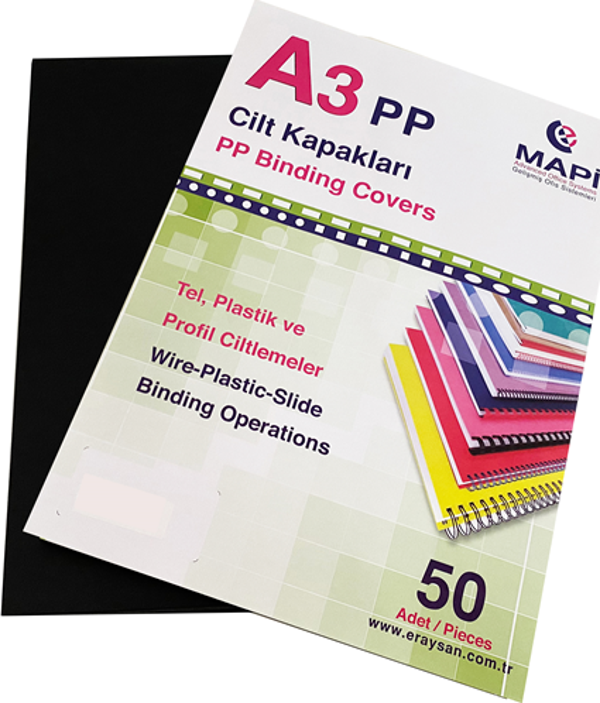 MAPİ 450 MİC.PP A3 KAPAK SİYAH     50 AD. - Image 1