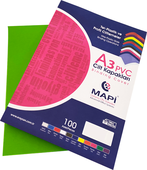 MAPİ A3 PVC OPAK CİLT KAPAK 160 MİC. YESİL    100 LÜ - Image 1