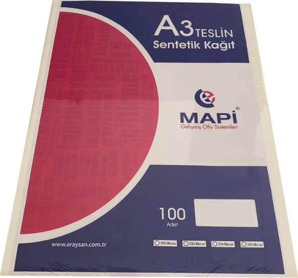 MAPİ A3 SENTETİK KAGIT (TESLİN) 254 MİC. 100 LÜ - Image 1