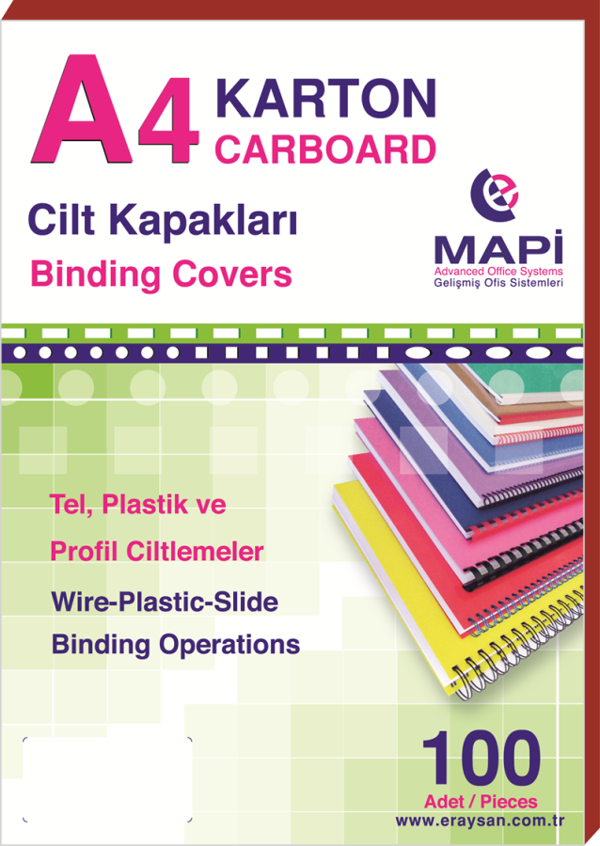 MAPİ A4 KARTON KAPAK 250 GR. BORDO     100 LÜ - Image 1