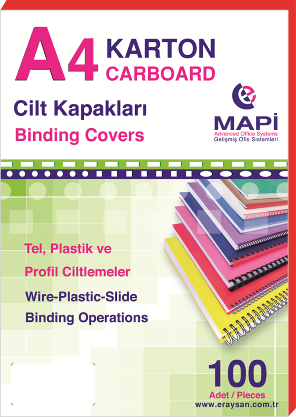 MAPİ A4 KARTON KAPAK 250 GR. KIRMIZI    100 LÜ - Image 1