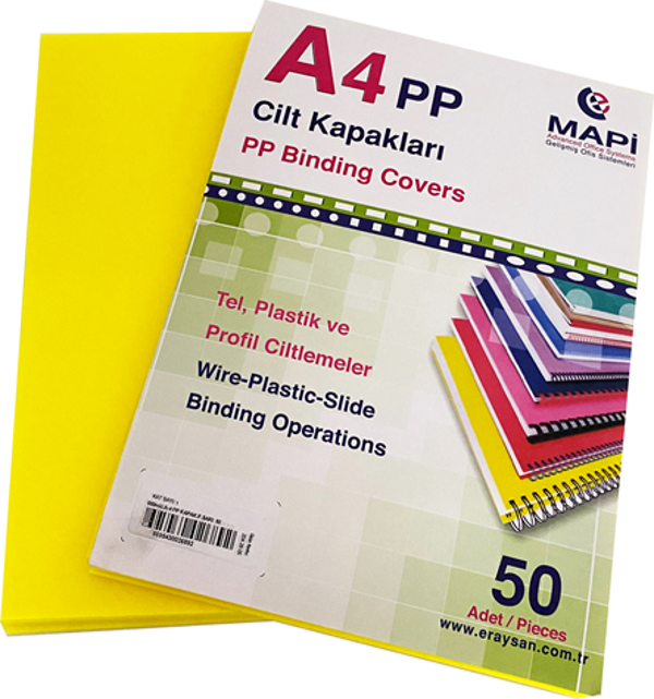 MAPİ A4 PP FOSFORLU KAPAK 550 MİC. FOSFORLU SARI         50 Lİ - Image 1