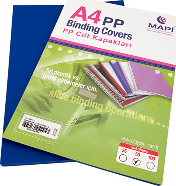 MAPİ A4 PP OPAK KAPAK (KUM DESEN) 350 MİC. LACİVE 50 Lİ - Image 1