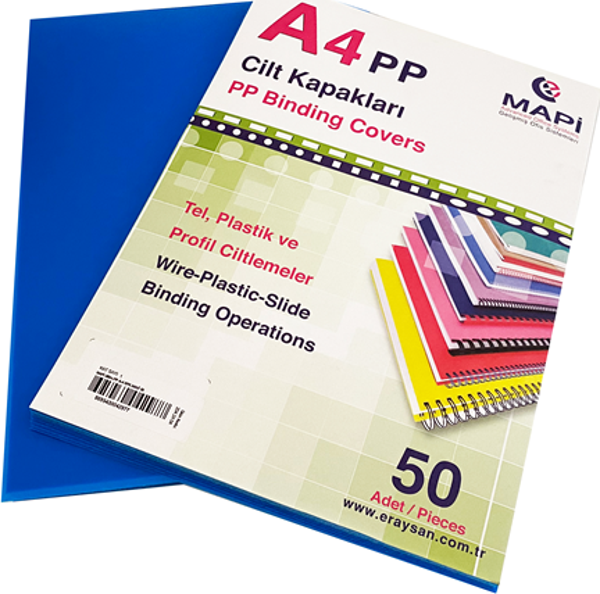 MAPİ A4 PP OPAK KAPAK (KUM DESEN) 350 MİC. MAVİ   50 Lİ - Image 1