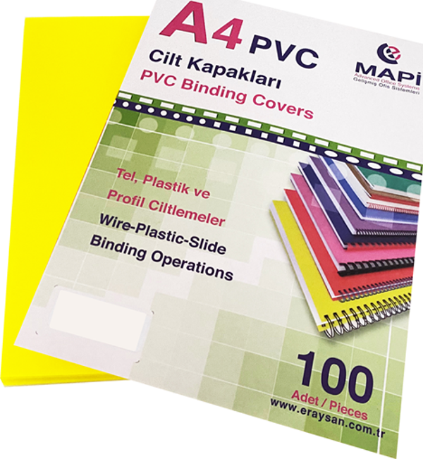 MAPİ A4 PVC OPAK CİLT KAPAK 160 MİC. SARI       100 LÜ - Image 1