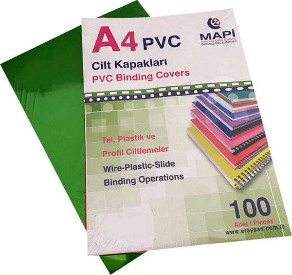MAPİ A4 PVC OPAK CİLT KAPAK 160 MİC. YESİL     100 LÜ - Image 1