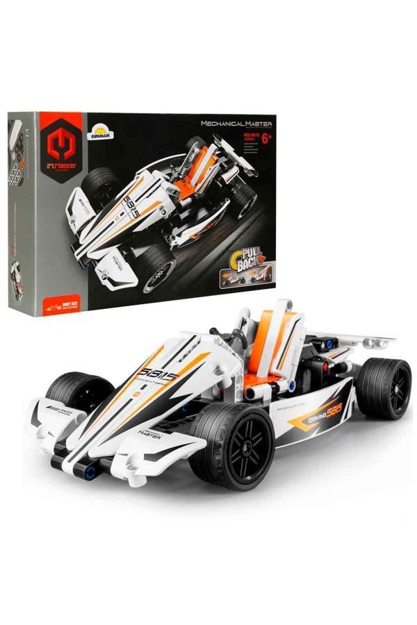 Sunman Çek Bırak Beyaz Yarış Arabası 187 Parça - Image 1