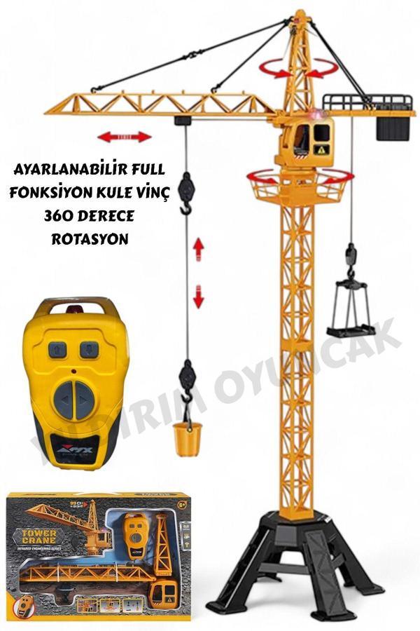 Hak-İş Oyuncak Kumandalı Usb Şarjlı 4 Kanal Kızılötesi Sarılır Makara Fonk İnşaat Çocuk Mühendisliği Kule Vinç - Image 1