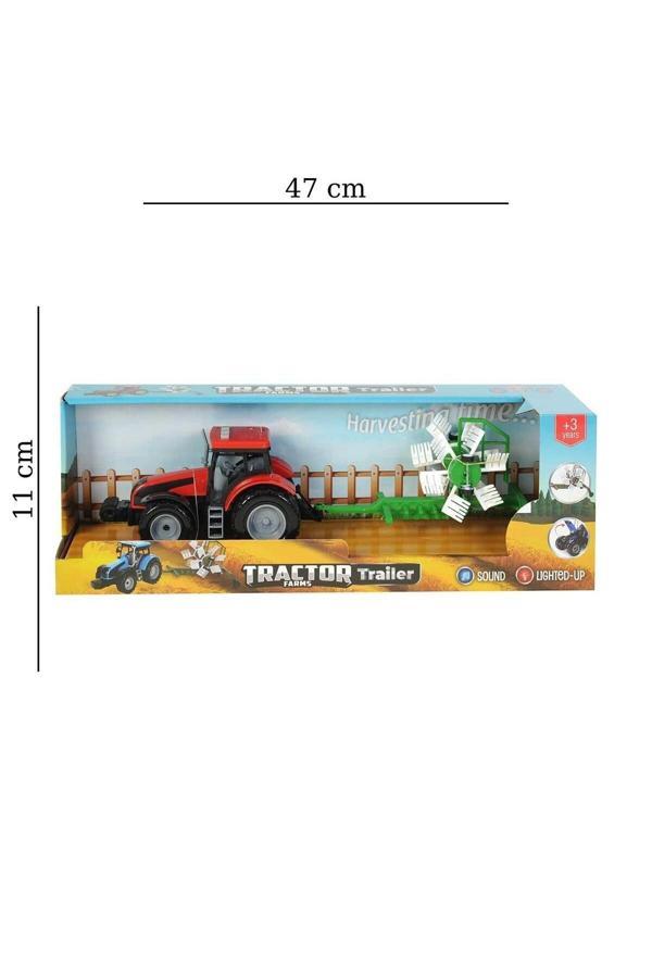 Hak-İş Oyuncak Sürtmeli Işıklı Sesli Pulluklu Römorklu Traktör - Image 1