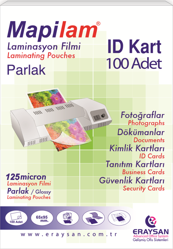 MAPİLAM 125 MİC. PARLAK LAM. FİLMİ (ID KART)     65X95  100 LÜ - Image 1