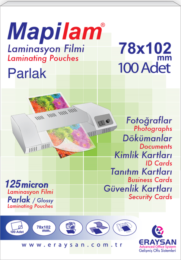 MAPİLAM 125 MİC. PARLAK LAM. FİLMİ (K. KİMLİK) 78X102 100 LÜ - Image 1