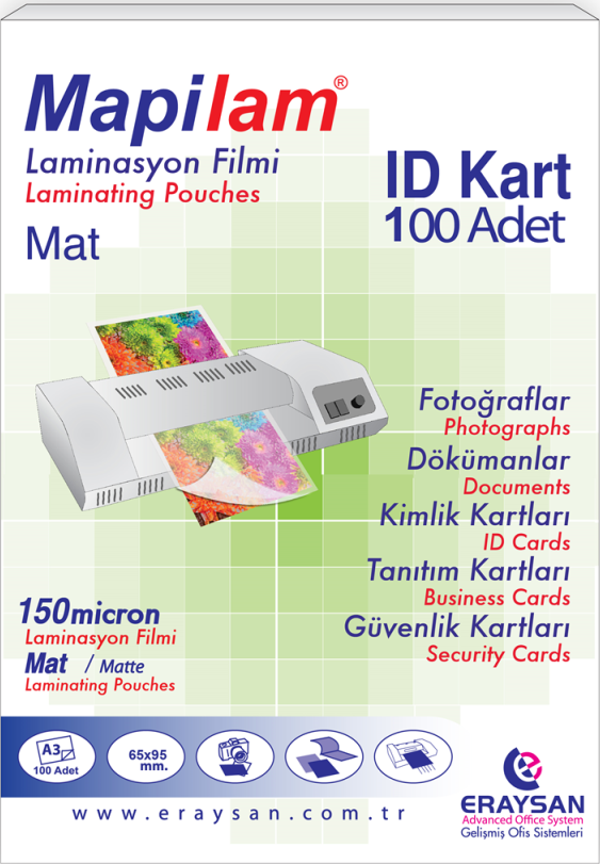 MAPİLAM 150 MİC. MAT LAM. FİLMİ (ID KART)     65X95  100 LÜ - Image 1