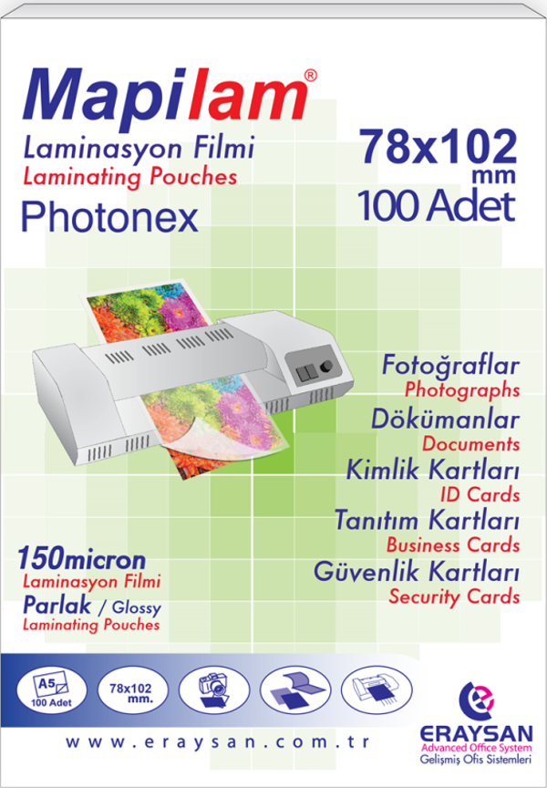 MAPİLAM 150 MİC. SICAK PHOTONEX LAMİN. FİLMİ 78X102 100 LÜ - Image 1