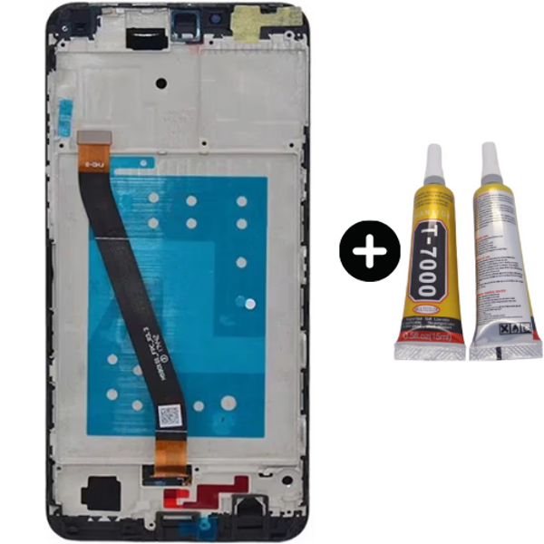 TE Huawei Honor 7X Uyumlu Çıtalı HK Lcd Ekran Dokunmatik Siyah + B7000 - Image 1